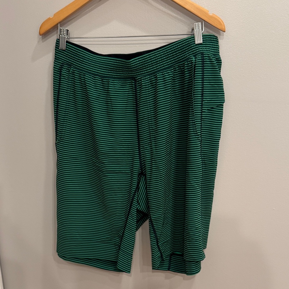 Lululemon Athletica Black and Green Men's Athletic Shorts